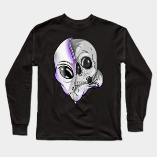 Purple Alien Skull Long Sleeve T-Shirt